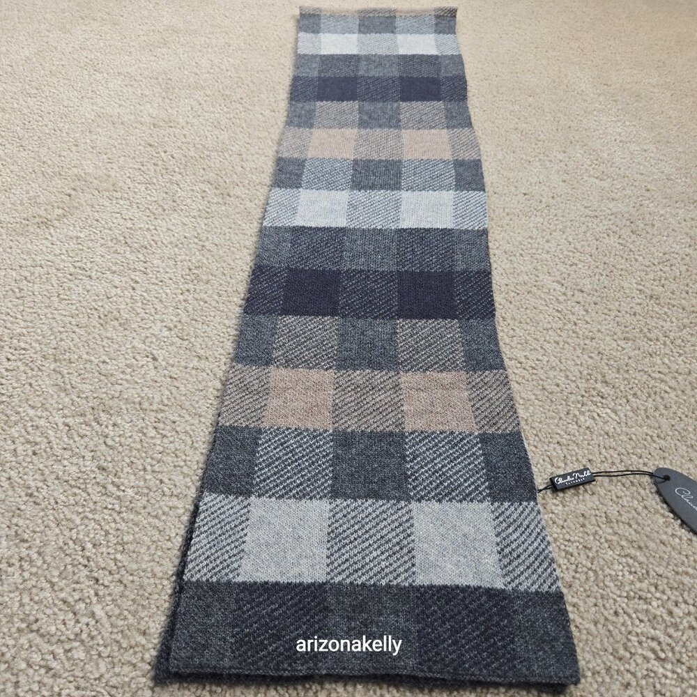 NWT Merino & Cashmere Knit Scarf Grey, Black & Tan Alashan Claudia Nichole - Picture 4 of 12